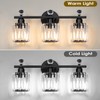 Modern 3 Light Crystal Vanity Light,Black Vertical Bathroom Light Fixture