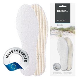 BERGAL COTTON 1 Pair Barefoot Soles, Soft & Thin, 100% Cotton + Latex Foam Padding, with High Moisture Absorption for Fresh Feet All Day, Skin Friendly and Washable, Size 10