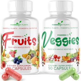 Suplemento diario de frutas y verduras 180 cápsulas para 30 días, superalimento sin OMG ni gluten con vitaminas naturales, a base de plantas, paquete 