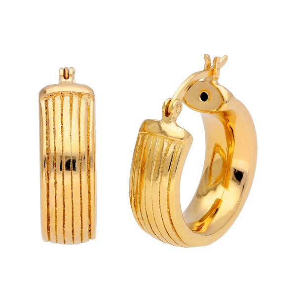 Gold Plated 20mm Sterling Silver Hoop Earrings with Chunky Lining