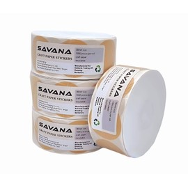 Savana 1" Inch Natural Brown Kraft Stickers (1000 Per Roll) - Round Blank Stickers for Store Owners, Crafts, Organizing, Jar and Canning Labels, Price Tags