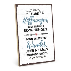 TypeStoff HS-00363 Wooden Sign with Saying - Hope and Expectation - Vintage Look with Quote as Gift and Decoration on the Theme of Motivation and Disappointment