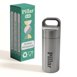 Pillar Go - Stainless Steel Keyring Pill Holder | Recycled Metal Pill Box Keyring | Waterproof Portable Pill Keyring for Travel