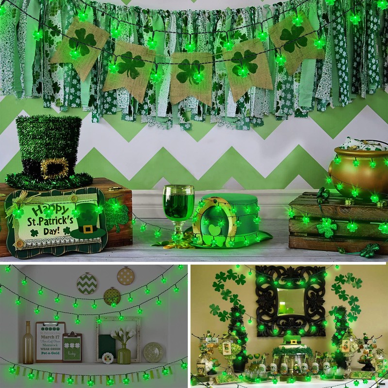 ODEETRONIC 2 Sets Shamrock String Lights, Total 32.8ft 100 LED