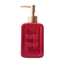 Red Ceramics Retro Soap Dispenser Soap Bottle Lotion Bottle with Pump