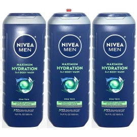 Nivea Men Maximum Hydration 3-in-1 Refreshing Body Wash with Aloe Vera-Pack of 3