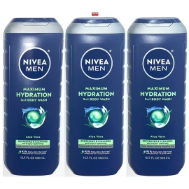Nivea Men Maximum Hydration 3-in-1 Refreshing Body Wash with Aloe Vera-Pack of 3