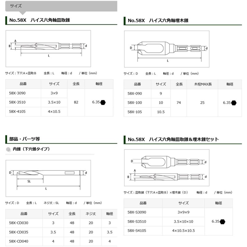 Star-M 58X-CD030 High Speed Hex Shaft Countersunk Cone Inner Cone
