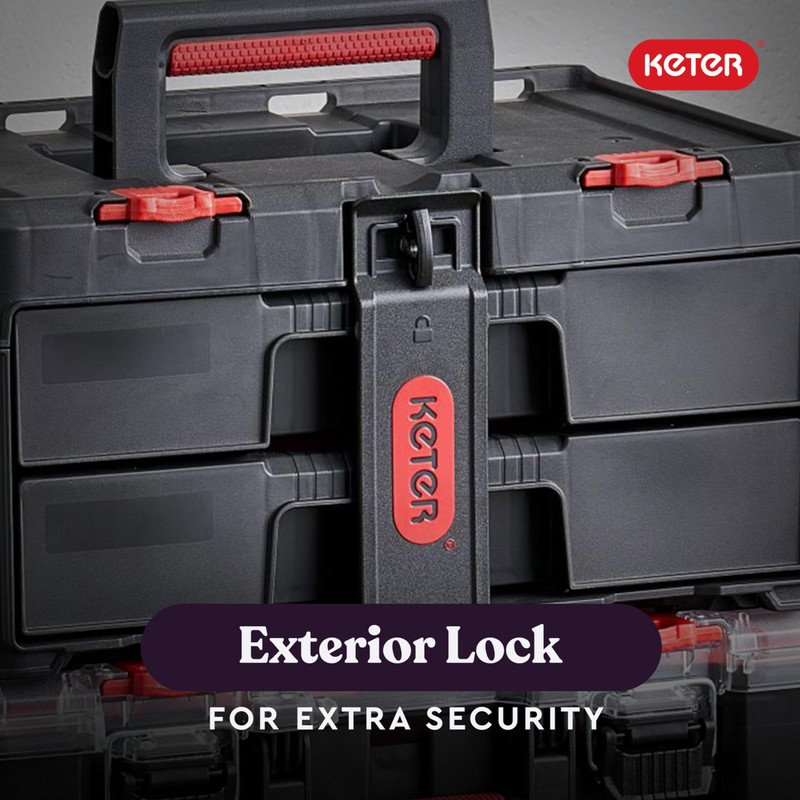 Keter Stack-n-Roll Two Drawer Tool Box for Small Parts and