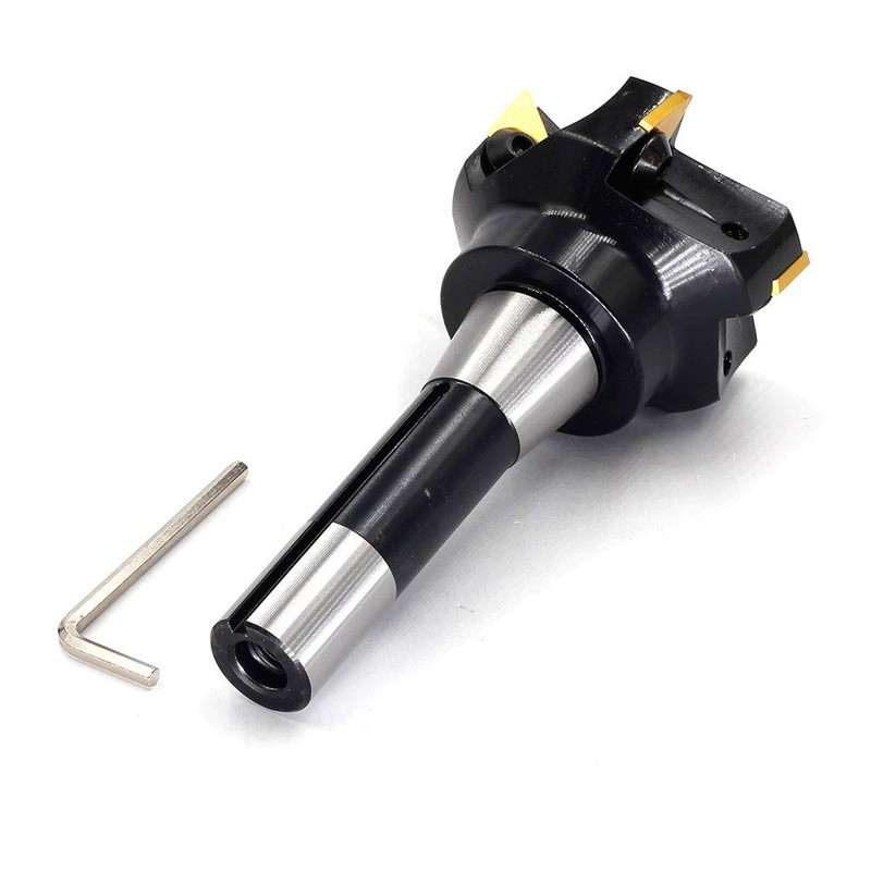 OSCARBIDE Indexable End Mill,R8 Shank,3" Cutting Diameter,6" Overall Length,90 Degree,5