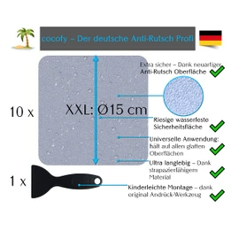 cocofy Non-Slip Shower Sticker Transparent XXL Large 15 x 15 cm Non-Slip Bath and Shower Non-Slip Shower and Bath Sticker BPA Free