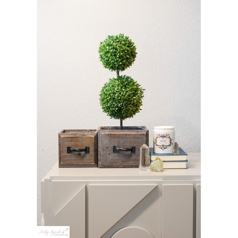 Admired By Nature Set of 2 Stained Wood Medium and