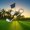 AUTOZOCO Golf Keychain and Metal Bat, Golf Theme Keyring, Miniature
