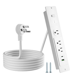 Surge Protector Recessed Power Strip with USB, 45 Degree Thin Flat Plug 12 Feet Extension Cord 1875W, PD 30W Fast Charging 2 USB Ports (Type A+C),3 AC Outlets 980J Surge Protection, ETL Listed