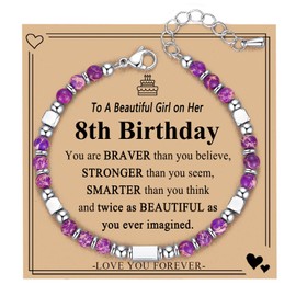 Jixugaud 8 Year Old Girl Birthday Gift, Gift for 8 Year Old Girl, Happy 8th Birthday Gifts Decorations for Teen Girls Bracelet Jewelry Age 8-10