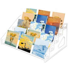 Sticker Display, 5 Tier Card Display Stand, Clear Display Stand Holds Business Brochure Postcard Greeting for Office Home Desk Vendor Events Booth,Trading Cards Baseball Sports Cards Display