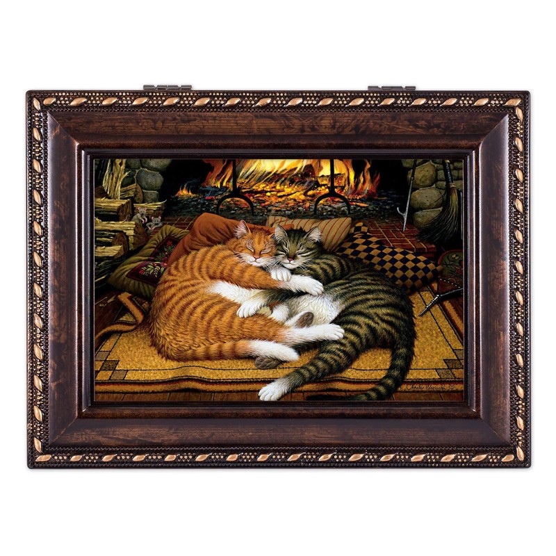 Cottage Garden Cats Sleeping On a Hearth Fireplace Burlwood Rope