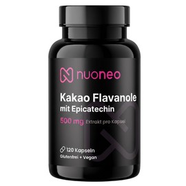 Cocoa Flavanols 250 mg with 22.5 mg Epicatechin per Capsule - Cocoa Flavonoids 120 Capsules - Bioflavonoids - 500 mg High Dose - Supports Vascular Elasticity & Blood Circulation - 4 Months Supply