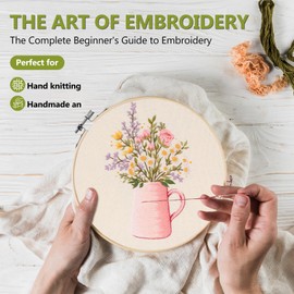 Santune Embroidery Kit for Beginners 4 Pack Needlepoint Kits for Adults,Needle Point Sets with Flower Pattern Stitch Video Tutorial