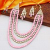 Aheli Kundan Pearl Long Multi Layered Collar Pendientes Set Joyería