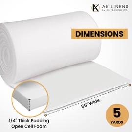 AK TRADING CO. 1/4" Thick Closed Cell Foam Padding – 56" Wide, High-Density Upholstery & Craft Foam