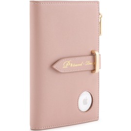 Airtag Passport Holder, RFID Travel Passport Wallet, Family Passport Holder, Ladies Bifold Air Tag Wallets, Slim Leather Credit Card Wallet for Women, Trip Document Organizer by VanFn P.Travel Series