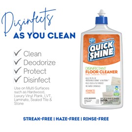 Quick Shine Disinfectant Floor Cleaner 27oz | Hospital Level Disinfectant Kills 99.9% Germs & Bacteria | Cleans w/Power of Hydrogen Peroxide & No Harsh Chemicals | Streak Free & Zero Residue