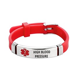 MZC Jewelry HIGH BLOODPRESSURE Medical Alert Bracelets Sport Silicone Emergency Wristband Adjustable Stainless Steel Engraved Medical ID Identification Bracelets for Men Women