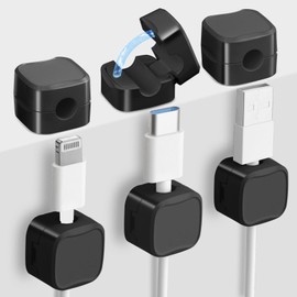 6 Pack Magnetic Cable Clips,Cable Tidy Tools,Cord Holder for Desk Cable Management,Cable Organiser for Wall,Office,Car,Desk,Nightstand(Black)