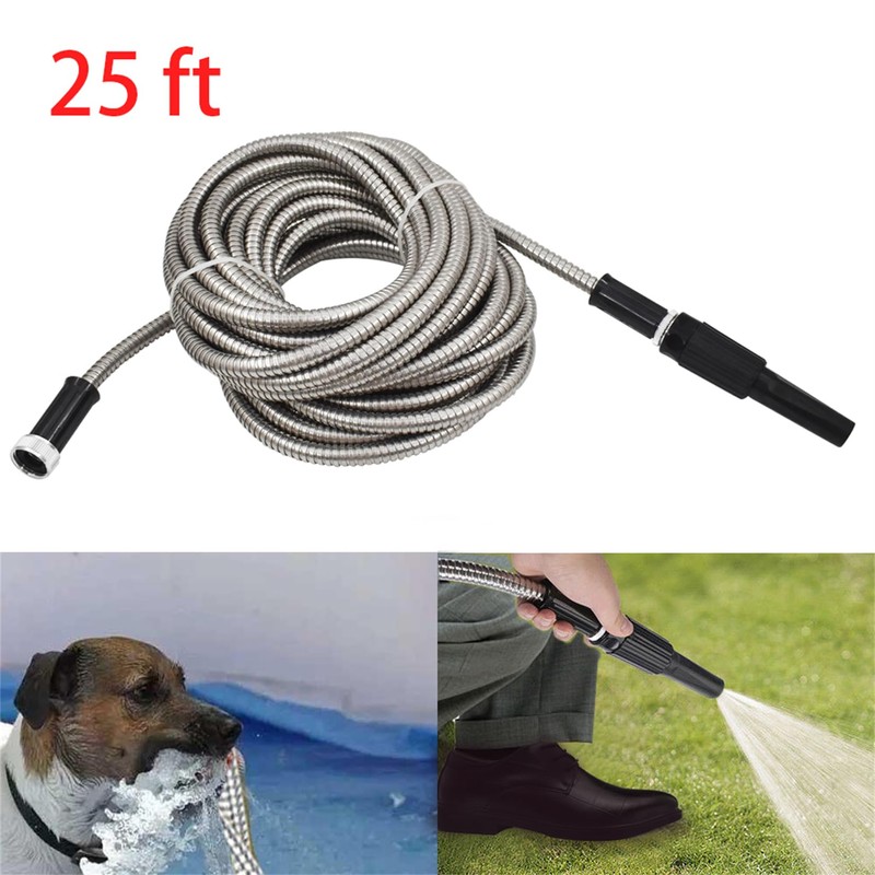 findmall 25 Ft Garden Hose with Nozzle, 304 Stainless Steel