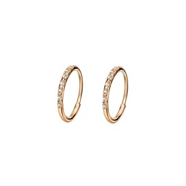FANSING Earrings for Women Hoop Earrings Trendy Cartilage Earring Hoop Rhinestones Surgical Steel Earrings for Men Rose Gold 8mm
