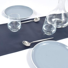 Style Decor W2704500 Table Runner, Laminated, Table Center, 11.8 x 39.4 inches (30 x 100 cm), Wipable, Solid Color Ox, Royal Navy