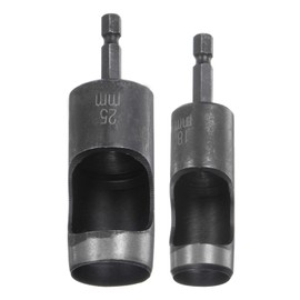 sourcing map 2pcs 18mm,25mm Leather Hollow Hole Punch 1/4" Hex Shank for Drills, Belt Hole Punch Punching Cutter Tool for Thick Fabrics Leathercraft Working