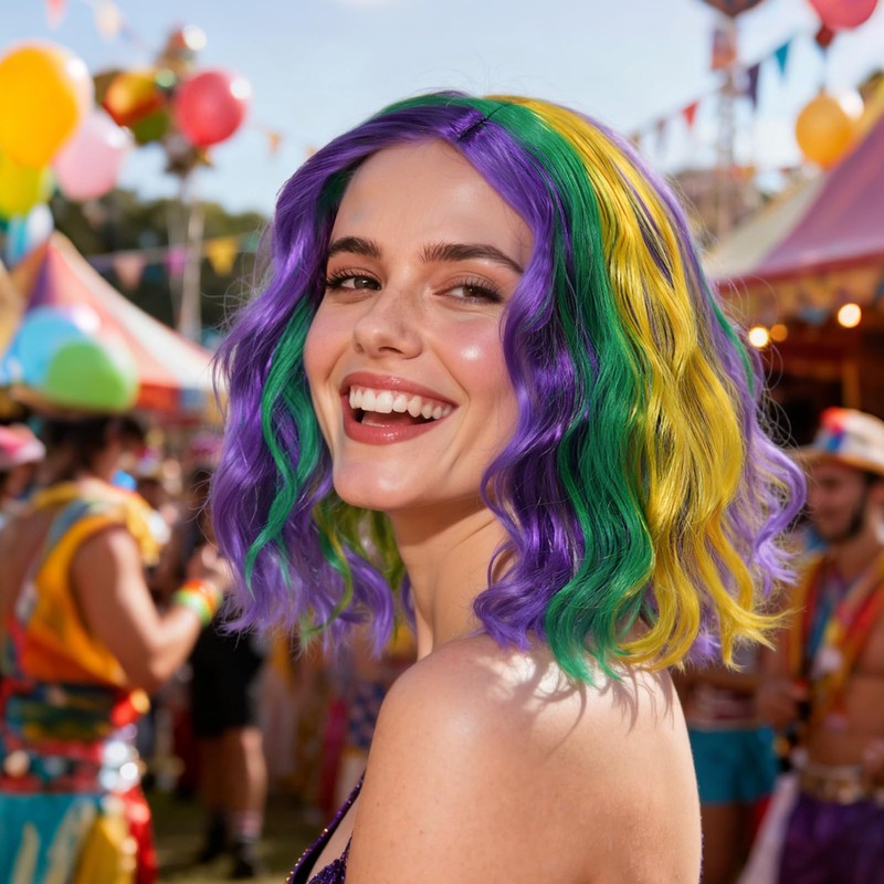 Mardi Gras Wig for Women Colorful Wigs Fun Wigs for