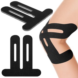 15 Precut Strips Kinesiology Tape for Knee Stability and Patellar Support, Waterproof Elastic Breathable Athletic Sports Tape (Black)