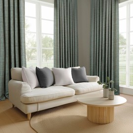 HPD Half Price Drapes - Raw Linen Weave Light Filtering Curtains for Bedroom 108 Inches Long (2 Panels) - Rod Pocket Curtains & Drapes for Living Room and Windows 1 Pair - 50 X 108, Teal Blue