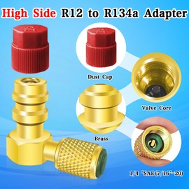 FANOVO R12 to R134A AC Fitting Adapter Kit, Quick Coupler Valve A/C 90° Fitting, High/Low Pressure R12 to R134a Retrofit Kit, R12 to R134a Conversion Kit for Auto A/C Refrigerant System