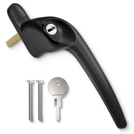 Bwintech 1 Pcs Offset Black UPVC Aluminium Window Handle,Right Hand, 43mm Spindle for Indoor and Outdoor UPVC Window