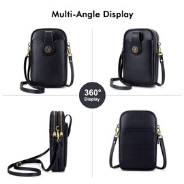 RONSIN Small Crossbody Cell Phone Purse for Women Holder Wallet Purse Shoulder Bag Adjustable Strap (Black)