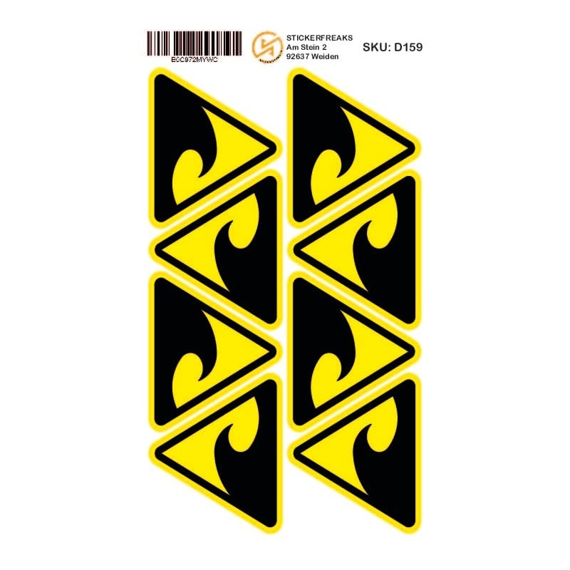 Pack of 8 Warning Stickers 6 x 5 cm Tsunami