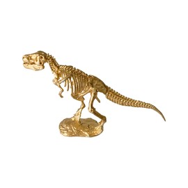 Tricune Gold Tyrannosaurus Rex - Escultura de esqueleto de metal sólido con adorno de animal para decoración del hogar, oficina, jardín, computadora