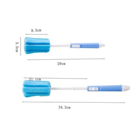 3PCS Adjustable Soft Sponge Bottle Cleaning Brush with Long Plastic Handle Cup Brush Scrubber Washing Brush for Glass Decanter Feeding-Bottle Winebottle(Color Random)