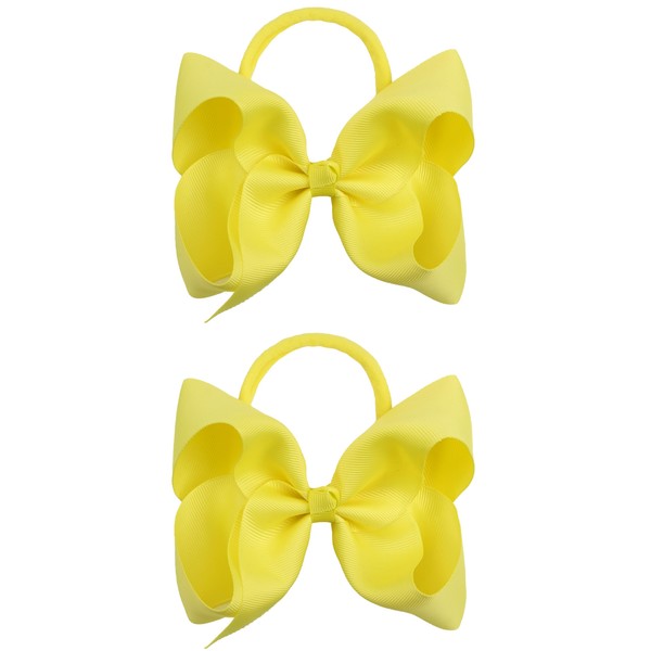 Xansema 2Pcs 6 Inches Ribbon Baby Girls Headbands Infant Elastic