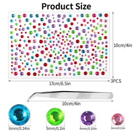 Self Adhesive Face Gems and Pearls for Makeup, Festival Jewels, Hair Gems, Rhinestone Stickers for Face, Eye, Makeup, Nail, Body, Crafts 3/4/5/6 mm 975Pcs (02.gem_Color)