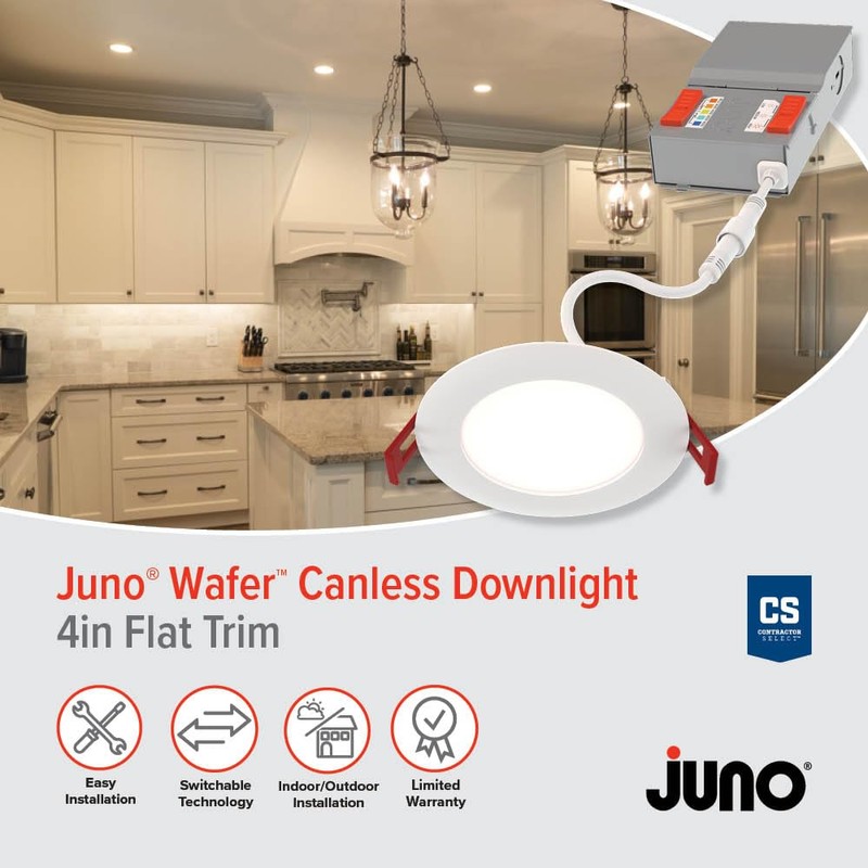 Juno LED Recessed Lights 4 Inch Round Baffle Wafer Downlight,