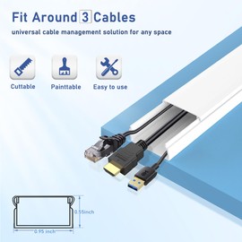 Cord Cover Raceway Kit - 157" Paintable Cable Concealer, Wire Hider for TV Wall Mounting and Wire Management