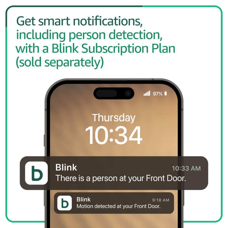 Blink Video Doorbell (newest model) – Head-to-toe HD view, two-year