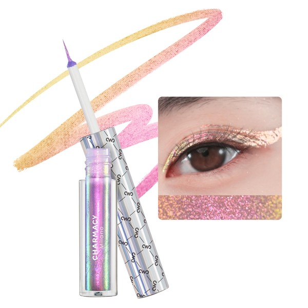 CHARMACY Multichrome Eyeliner Liquid Liner, Metallic Glitter Shimmer Eyeliner, Long