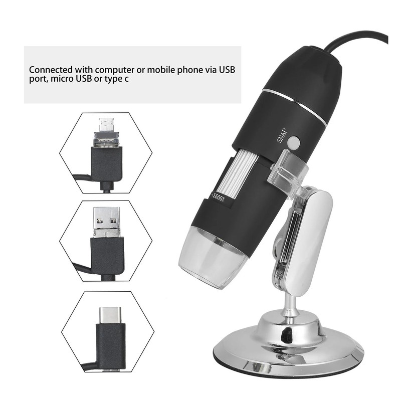Digital Microscope 1600X 1080P HD USB Type C Micro USB