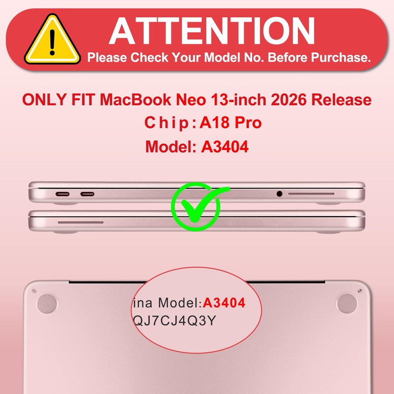 DONGKE Compatible with MacBook Neo 13 Inch Case 2026 A3404